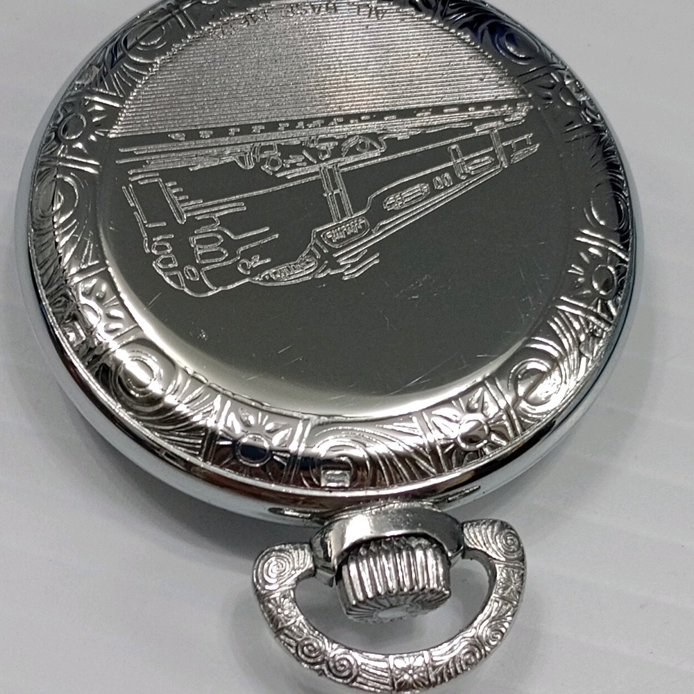 Belle-Suisse‎ Pocket Watch 17 Jewels Shock Absorber "Belle" Train Motif Vtg Box - Picture 11 of 16